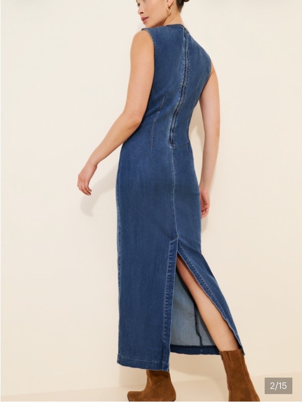Reformation Fitted Blue Denim Kennedi Dress - Picture 2 of 12